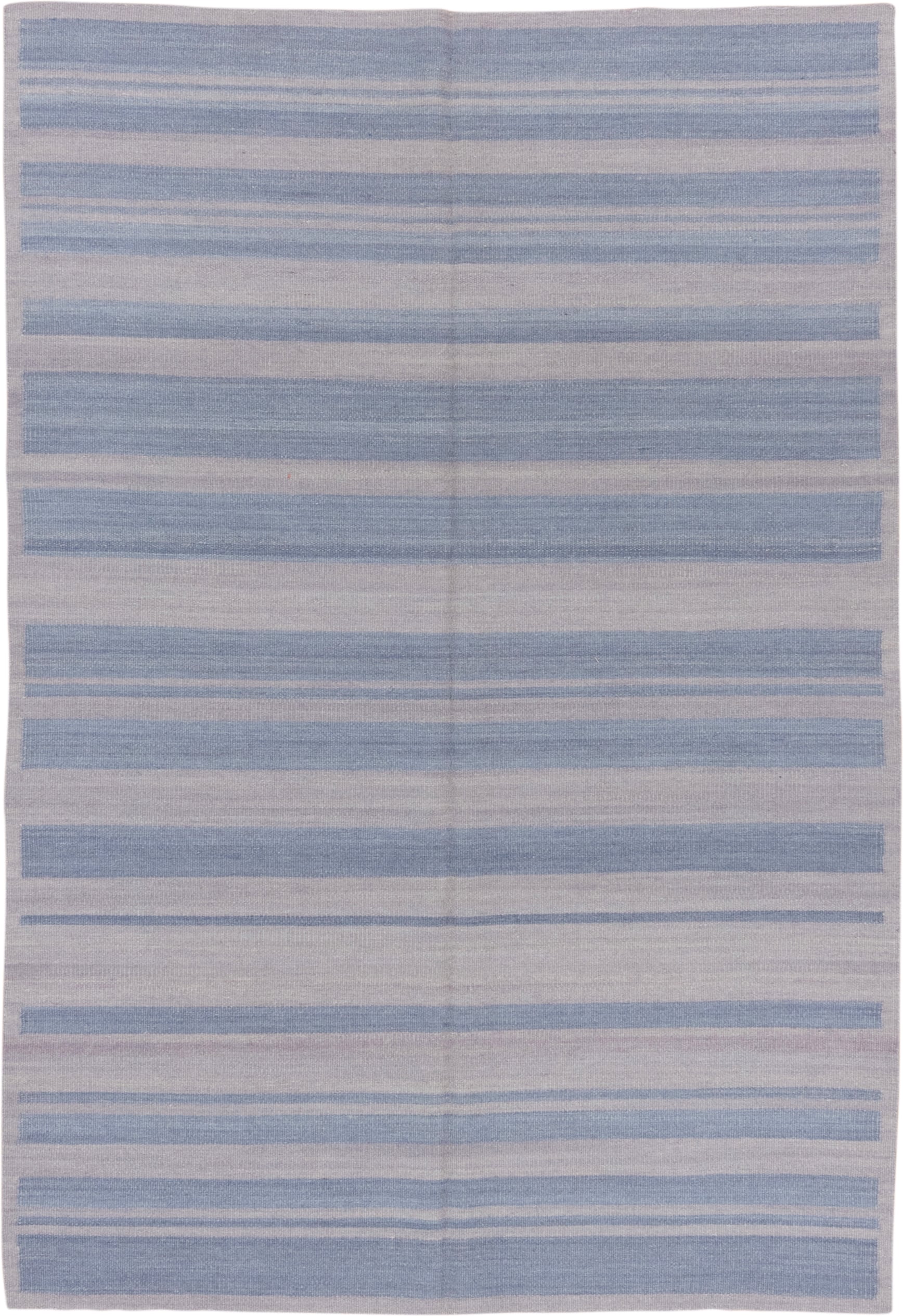 5' x 7' one-of-a-kind handmade vintage Kilim rug. Color palette: pale blue, ivory, light gray, light blue