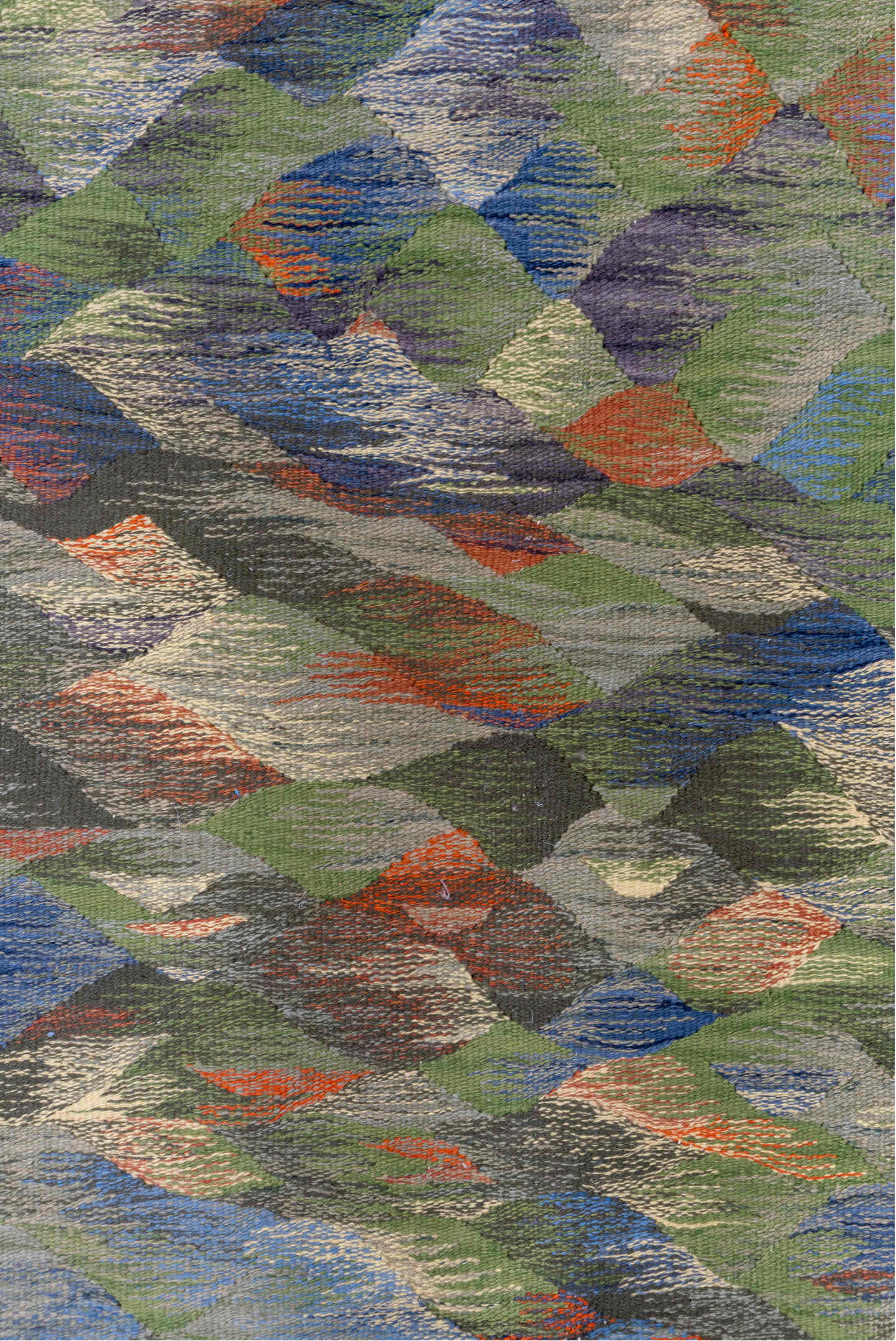 2' x 4' one-of-a-kind handmade vintage Kilim small size rug. Color palette: black, blue, brown, dim gray, fiord, gray