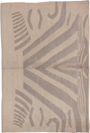4' x 5' one-of-a-kind handmade vintage Kilim small size rug. Color palette: beige, taupe, ivory, sand, greige, gray