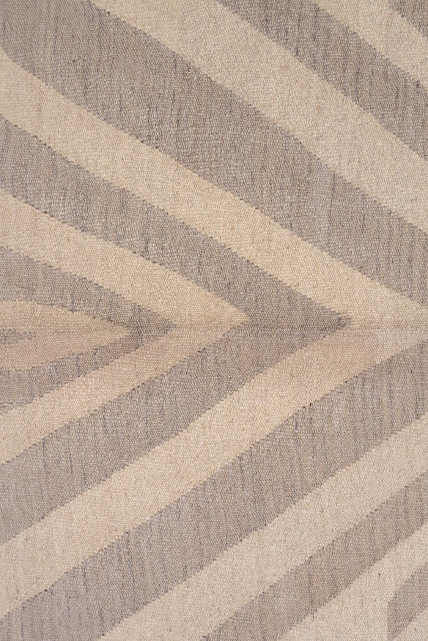 4' x 5' one-of-a-kind handmade vintage Kilim small size rug. Color palette: beige, taupe, ivory, sand, greige, gray