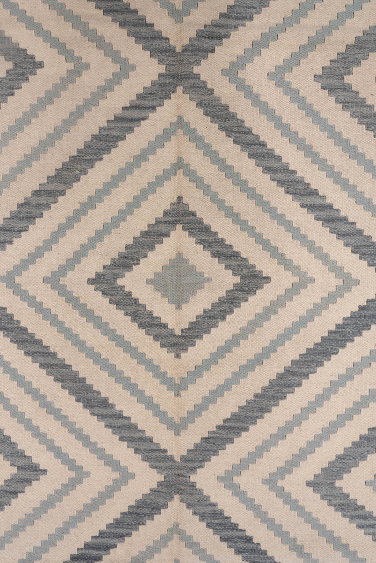 10' x 12' one-of-a-kind handmade vintage Kilim large size rug. Color palette: ivory, gray, taupe, beige
