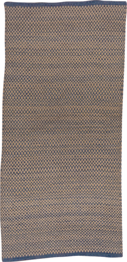 2' x 4' one-of-a-kind handmade vintage Kilim small size rug. Color palette: blue, brown, dim gray, gray, light gray