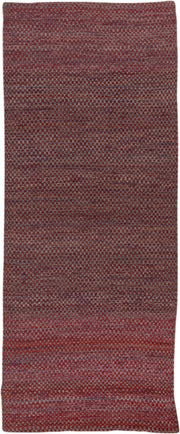 2' x 5' one-of-a-kind handmade vintage Kilim small size rug. Color palette: rust, slate, brick, charcoal, terracotta, brown
