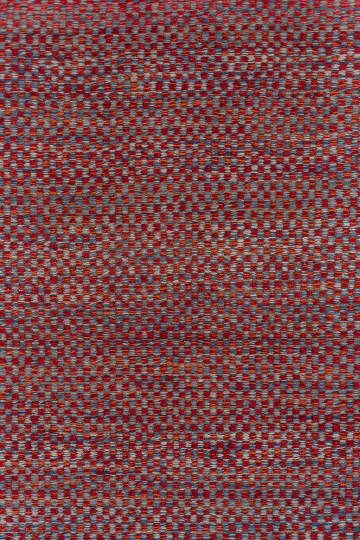 2' x 5' one-of-a-kind handmade vintage Kilim small size rug. Color palette: rust, slate, brick, charcoal, terracotta, brown