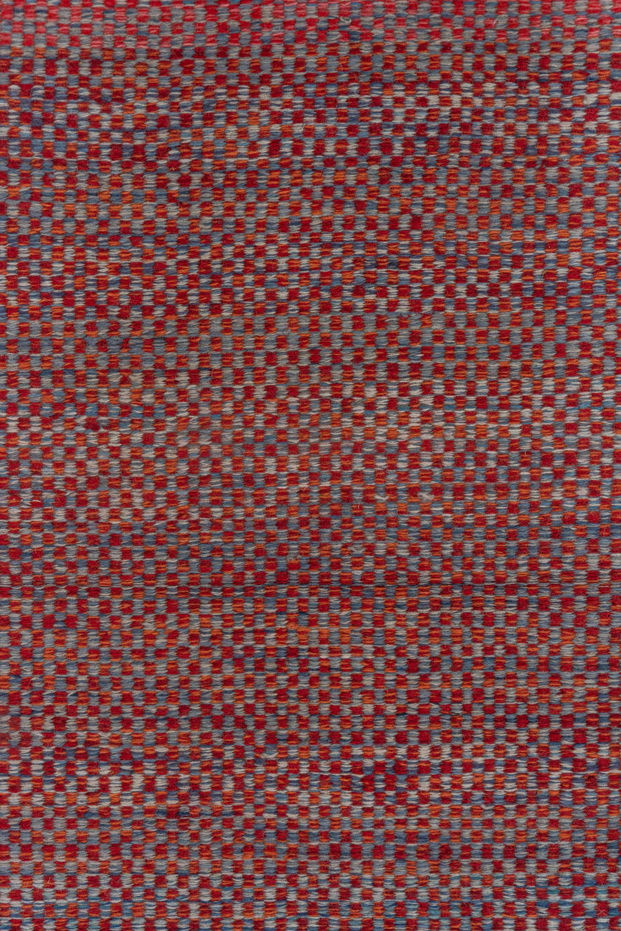 2' x 5' one-of-a-kind handmade vintage Kilim small size rug. Color palette: rust, slate, brick, charcoal, terracotta, brown