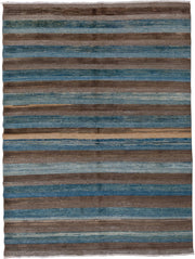 4' x 6' one-of-a-kind handmade vintage Afghan small size rug. Color palette: taupe, teal, sky blue, slate, brown, camel