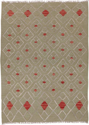 3' x 4' one-of-a-kind handmade vintage Kilim small size rug. Color palette: olive, ivory, coral, beige, green, terracotta