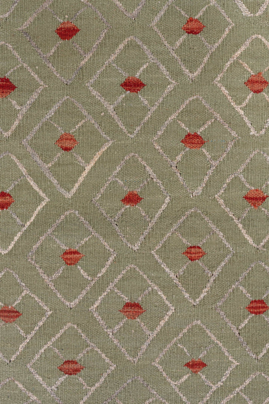 3' x 4' one-of-a-kind handmade vintage Kilim small size rug. Color palette: olive, ivory, coral, beige, green, terracotta
