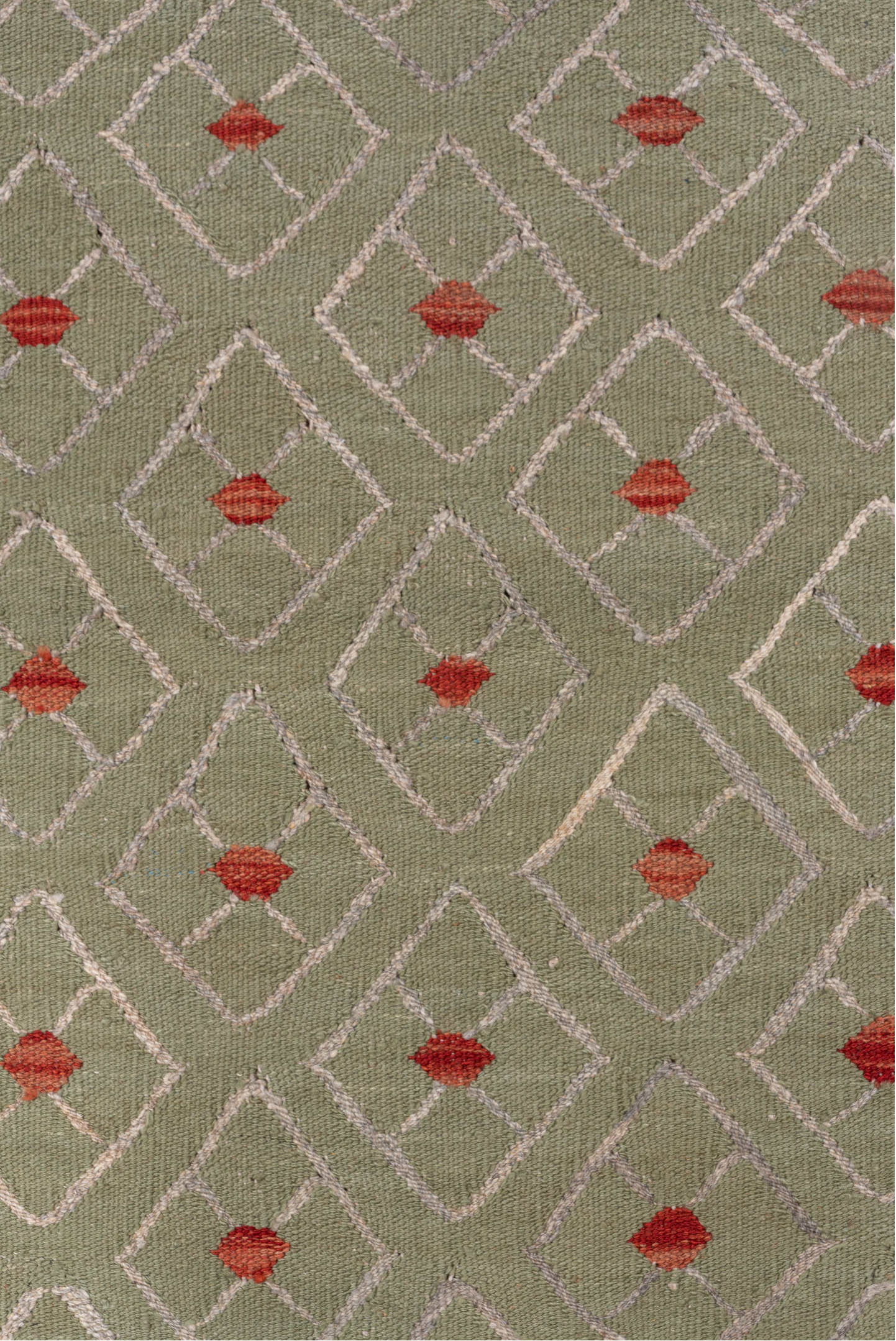 3' x 4' one-of-a-kind handmade vintage Kilim small size rug. Color palette: olive, ivory, coral, beige, green, terracotta