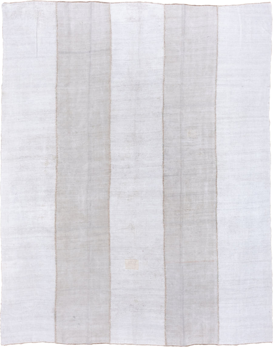9' x 12' one-of-a-kind handmade vintage Hemp Kilim large size rug. Color palette: ivory, cream, taupe, beige, gray