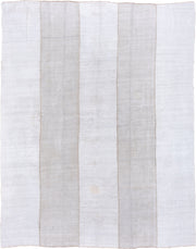 9' x 12' one-of-a-kind handmade vintage Hemp Kilim large size rug. Color palette: ivory, cream, taupe, beige, gray