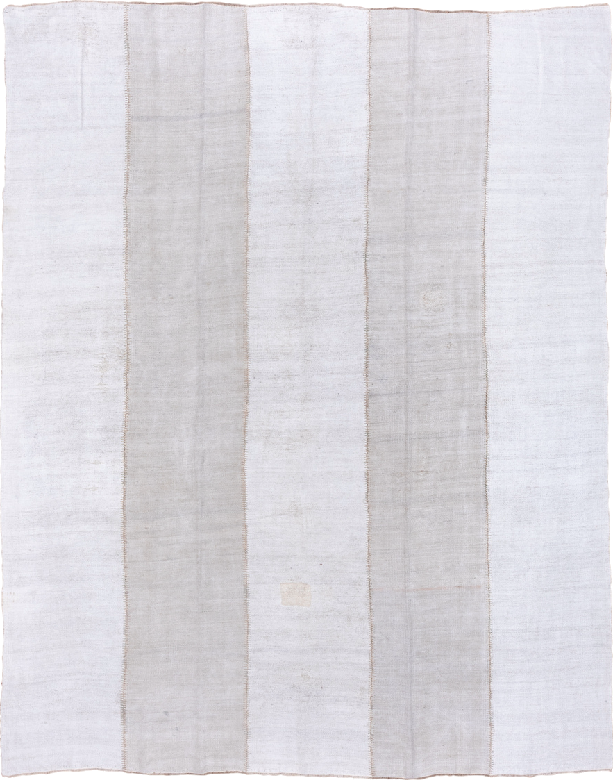 9' x 12' one-of-a-kind handmade vintage Hemp Kilim large size rug. Color palette: ivory, cream, taupe, beige, gray