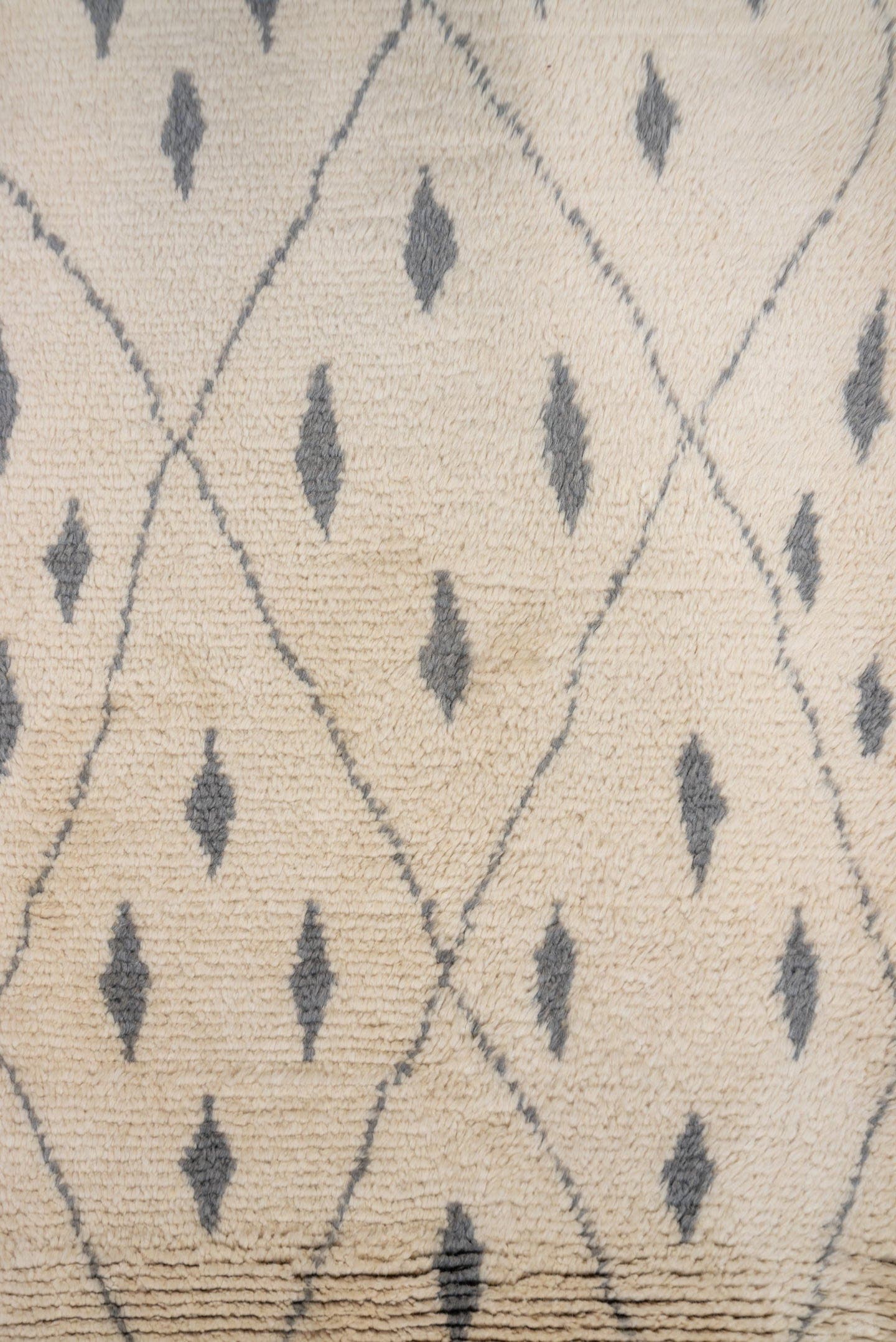 3' x 13' one-of-a-kind handmade vintage Moroccan runner rug. Color palette: ivory, charcoal, cream, taupe, gray, black