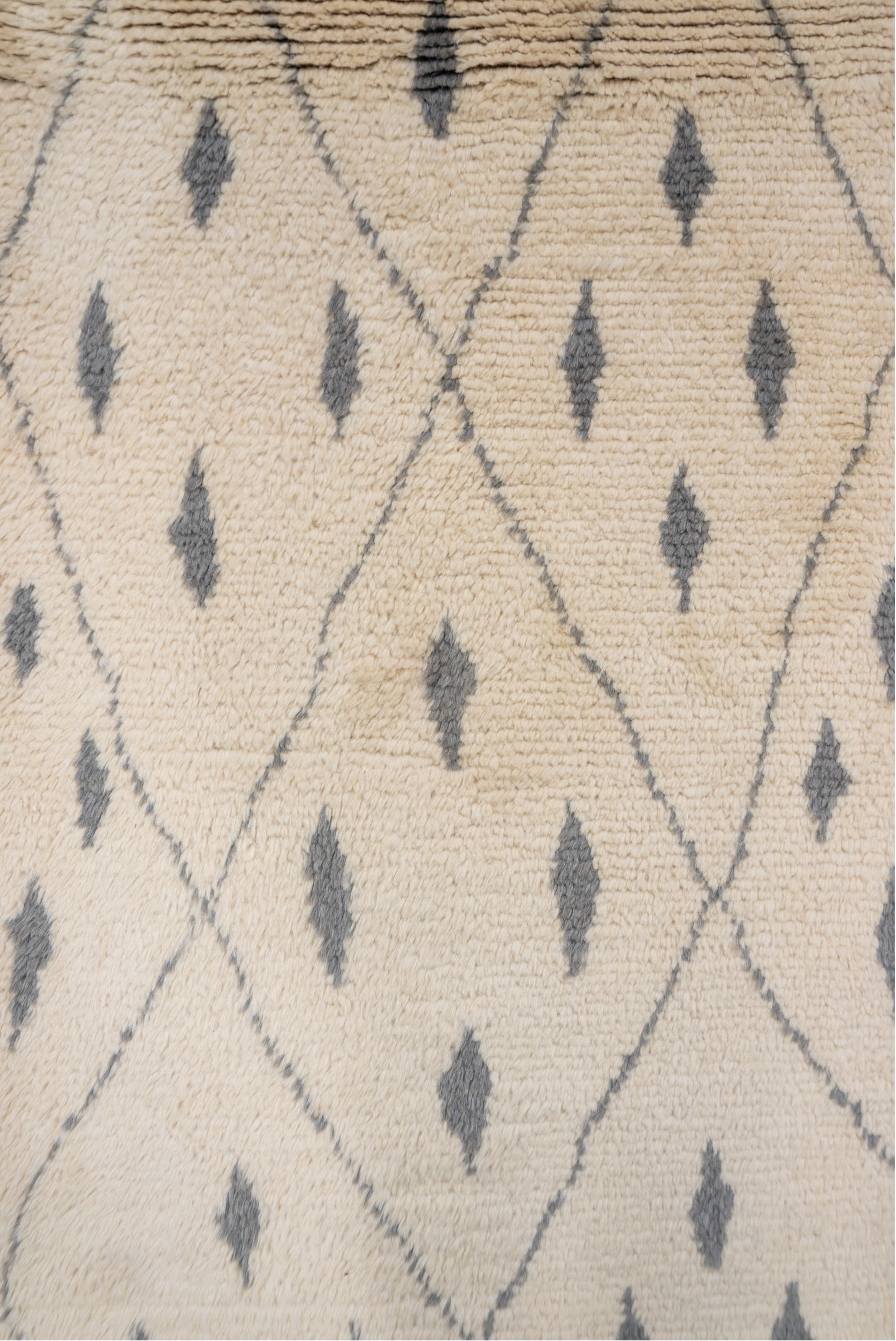 3' x 13' one-of-a-kind handmade vintage Moroccan runner rug. Color palette: antiquewhite, dark gray, gray, light gray, linen