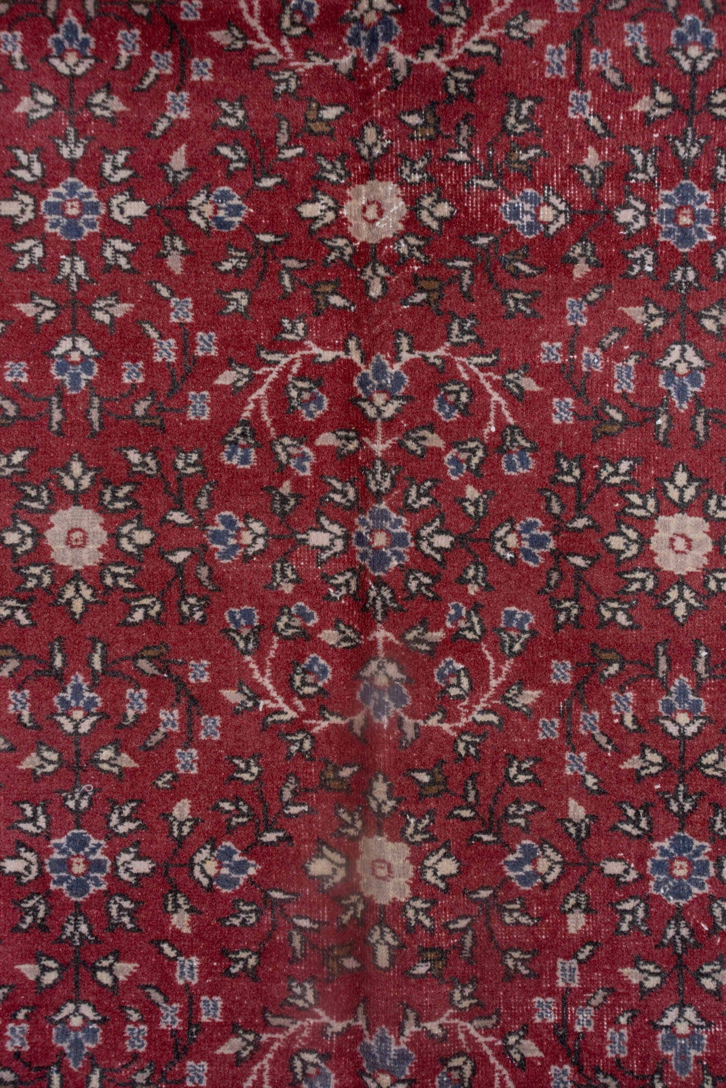 9' x 13' one-of-a-kind handmade antique Sparta large size rug. Color palette: red, ivory, rose, navy, slate, burgundy, pink