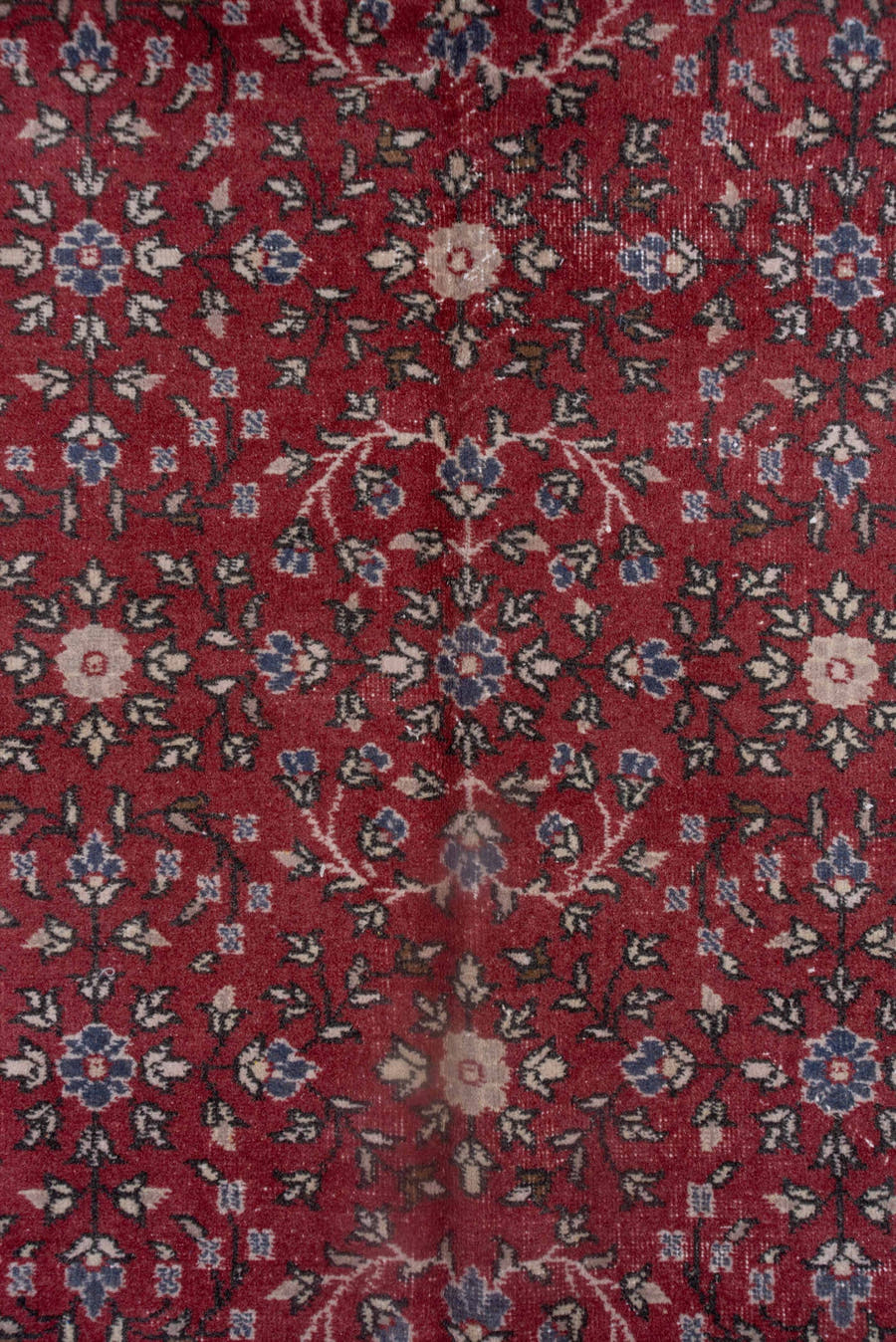 9' x 13' one-of-a-kind handmade antique Sparta large size rug. Color palette: red, ivory, rose, navy, slate, burgundy, pink