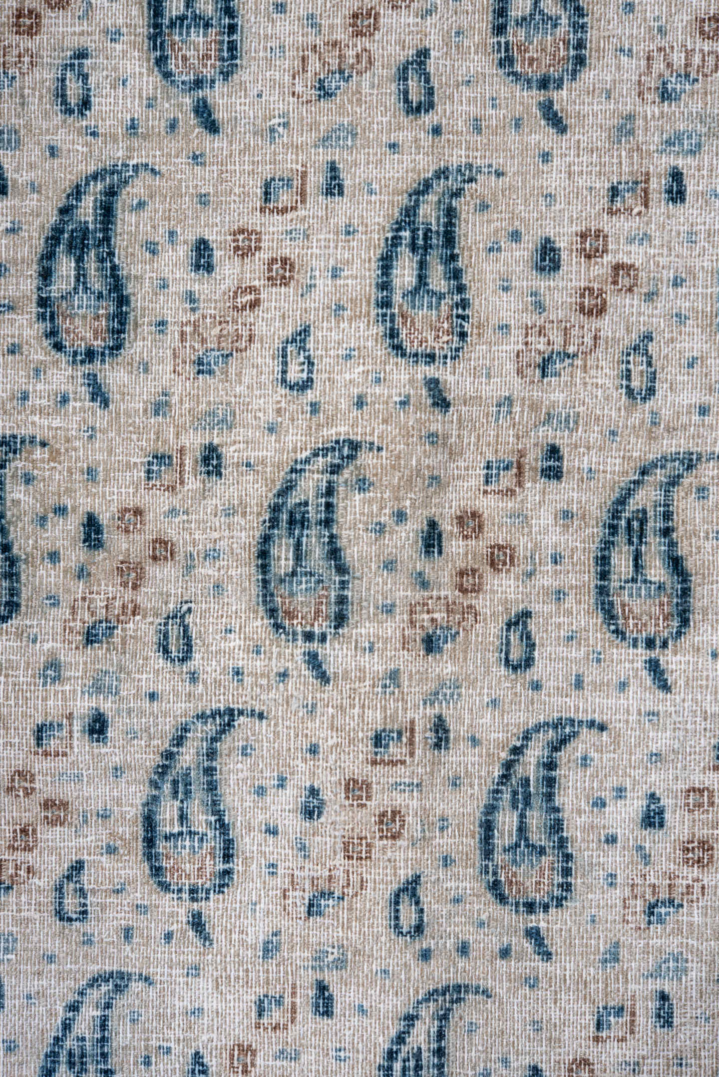 10' x 13' one-of-a-kind handmade vintage Khorassan large size rug. Color palette: ivory, sky blue, slate blue, taupe, cream