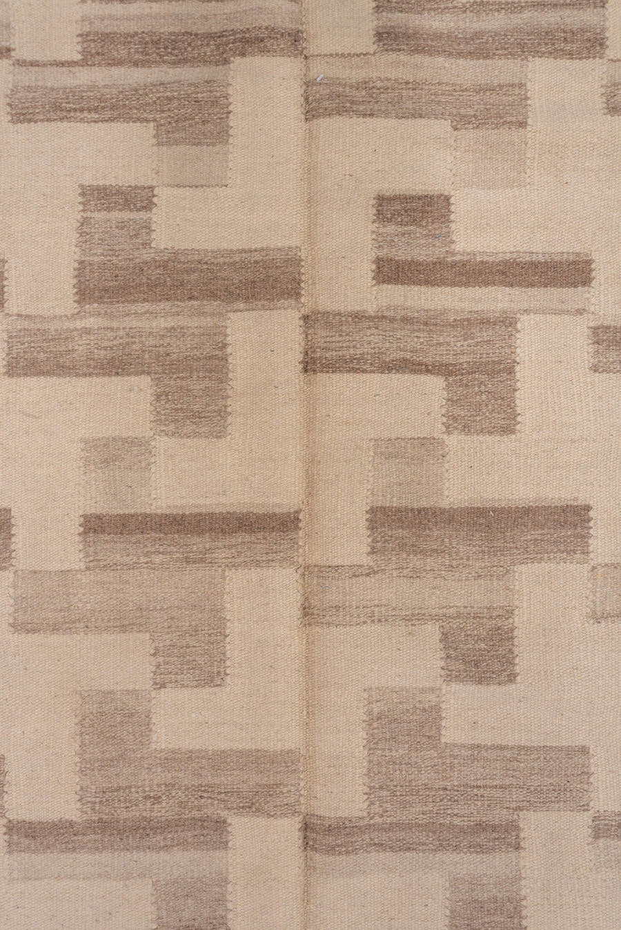 6' x 10' one-of-a-kind handmade vintage Kilim large size rug. Color palette: ivory, taupe, beige, cream, gray