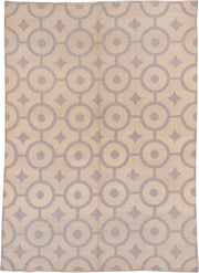 6' x 9' one-of-a-kind handmade vintage Kilim rug. Color palette: ivory, taupe, beige, gray