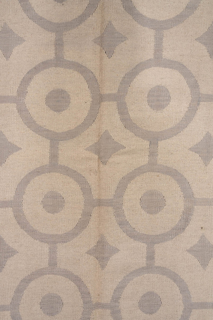 6' x 9' one-of-a-kind handmade vintage Kilim rug. Color palette: ivory, taupe, beige, gray