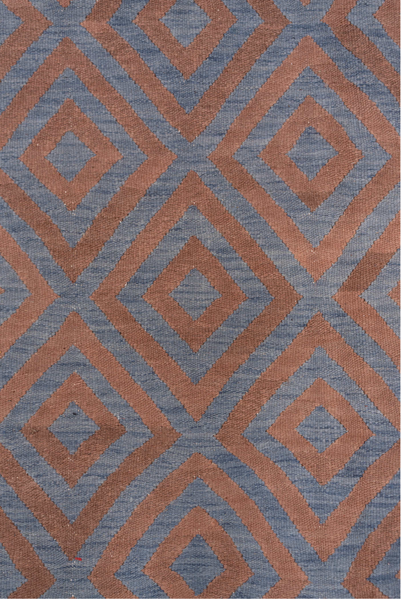 8' x 10' one-of-a-kind handmade vintage Kilim large size rug. Color palette: blue, brown, dim gray, gray, light gray