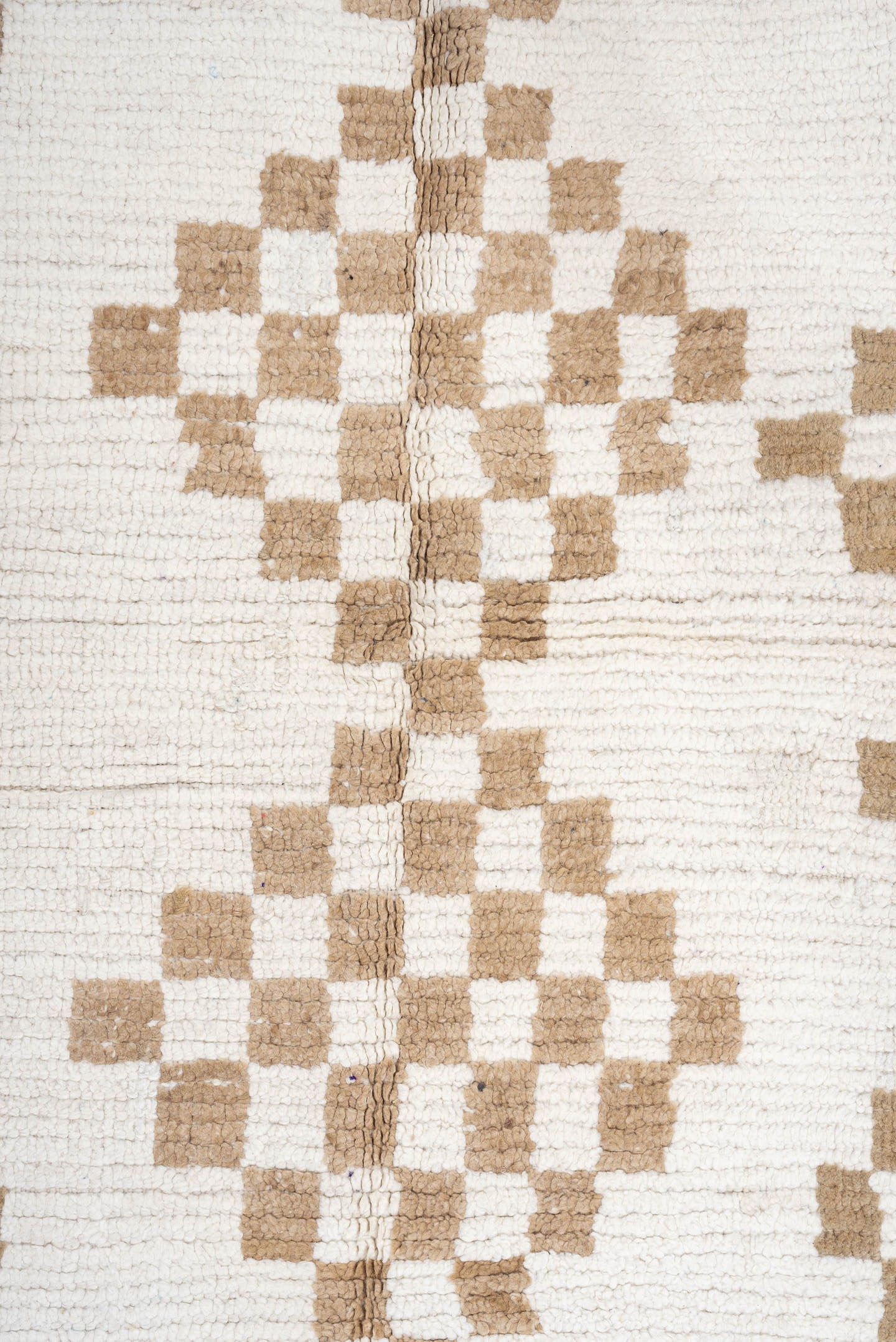 4' x 8' one-of-a-kind handmade vintage Moroccan medium size rug. Color palette: ivory, camel, cream, tan, beige
