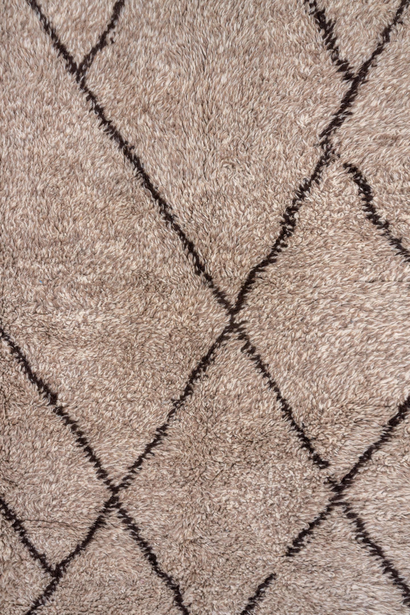 8' x 12' one-of-a-kind handmade vintage Moroccan large size rug. Color palette: ivory, taupe, brown, charcoal, beige, gray