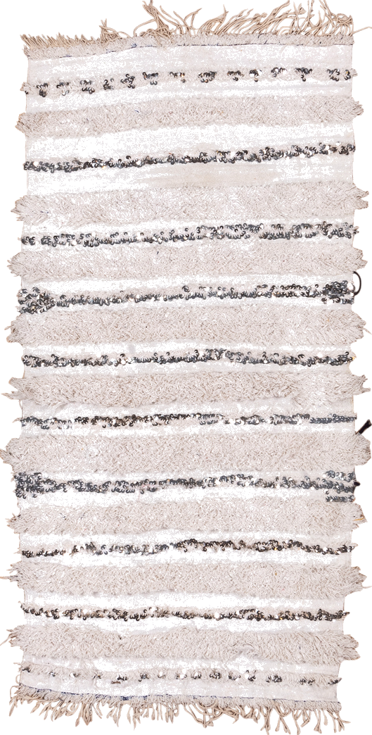 4' x 6' one-of-a-kind handmade vintage Wedding Blanket small size rug. Color palette: black, dim gray, gainsboro, gray