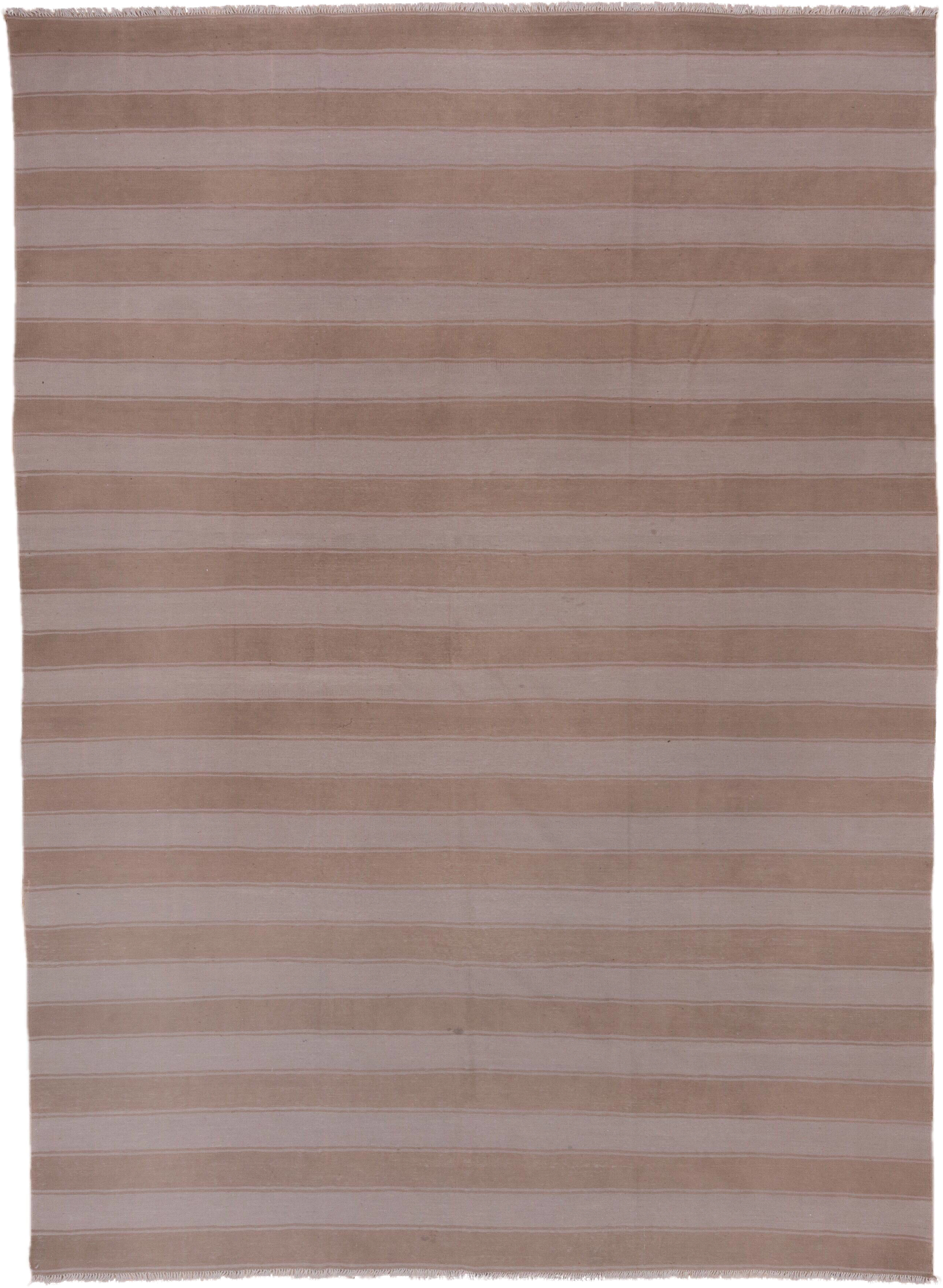 9' x 12' one-of-a-kind handmade vintage Kilim large size rug. Color palette: taupe, blush, ivory, beige, gray, pink