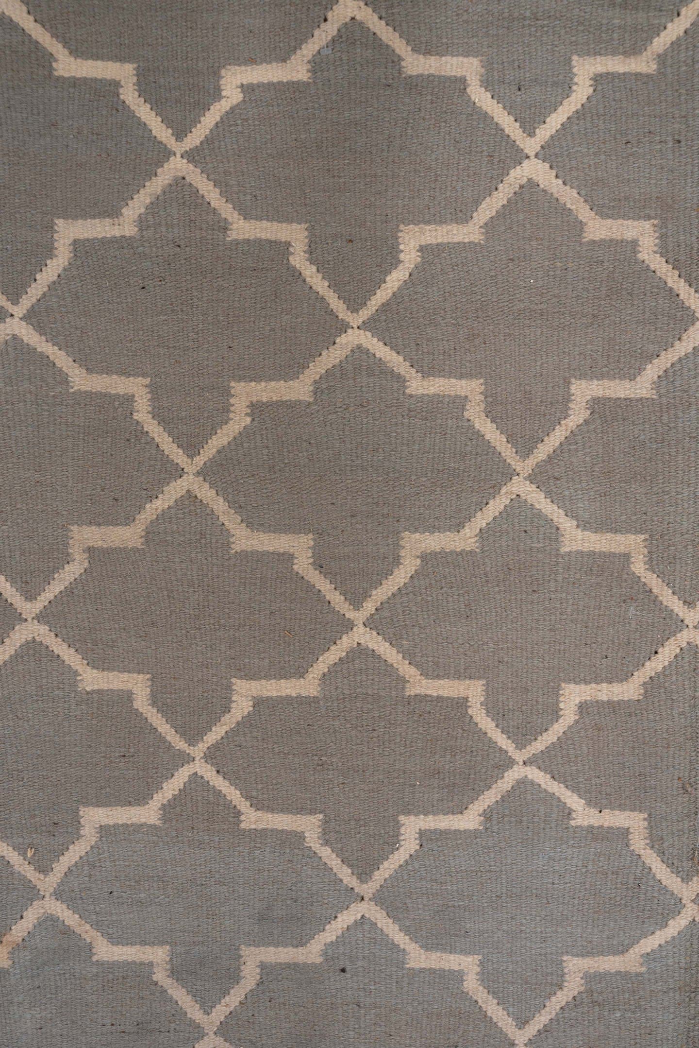 9' x 13' one-of-a-kind handmade vintage Kilim large size rug. Color palette: gray, ivory