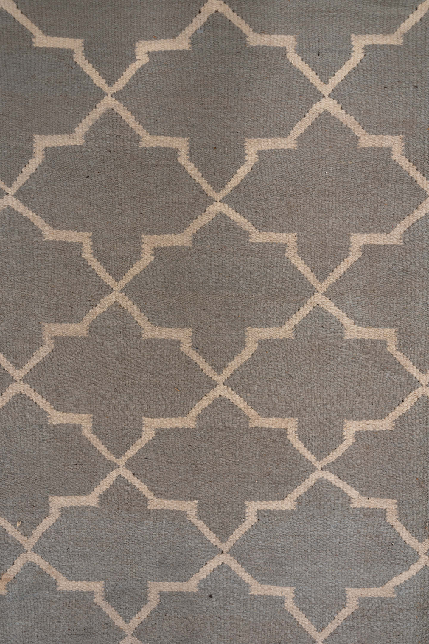 9' x 13' one-of-a-kind handmade vintage Kilim large size rug. Color palette: gray, ivory