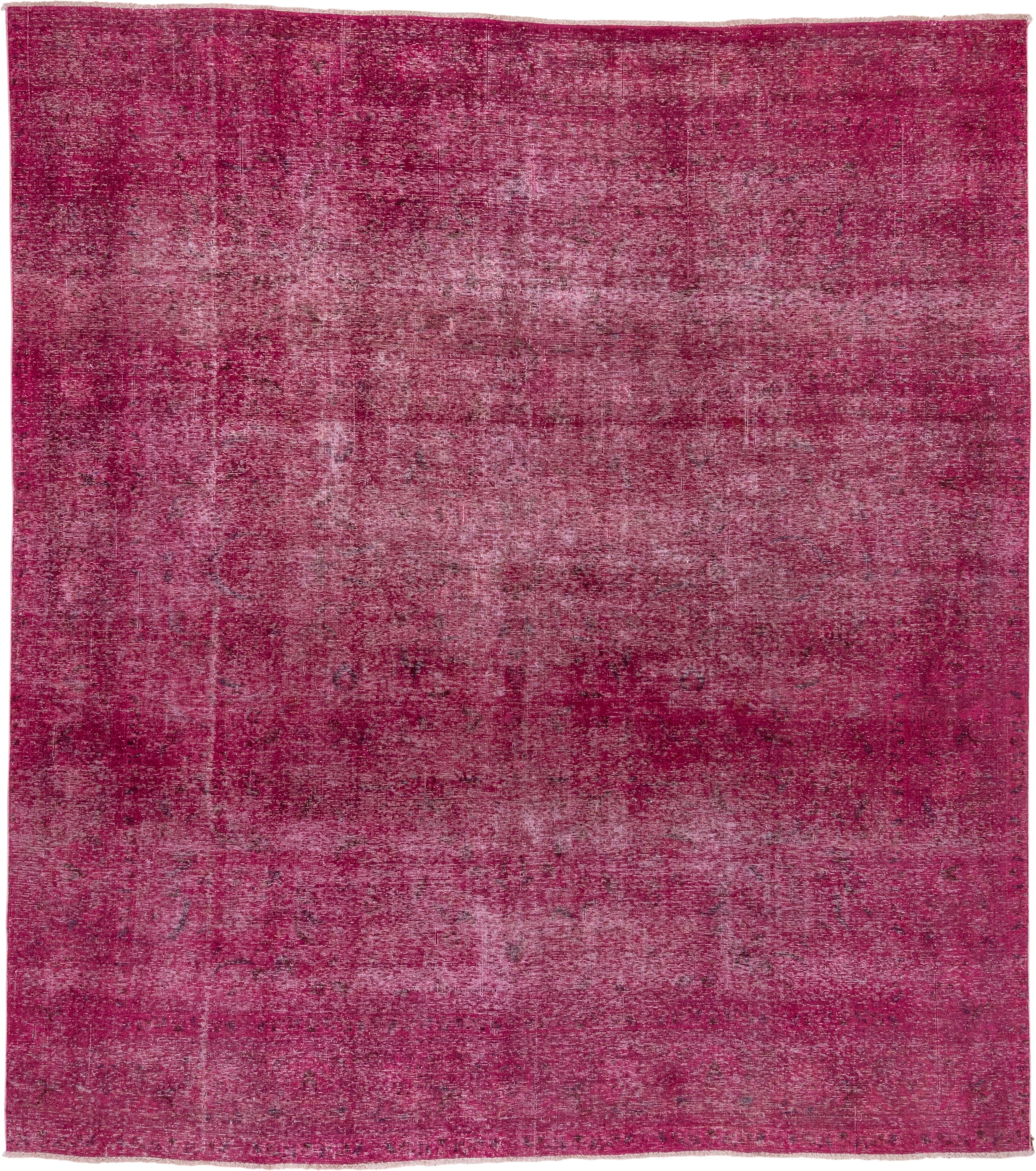 9' x 10' one-of-a-kind handmade antique Overdyed large size rug. Color palette: raspberry, magenta, rose, berry, plum