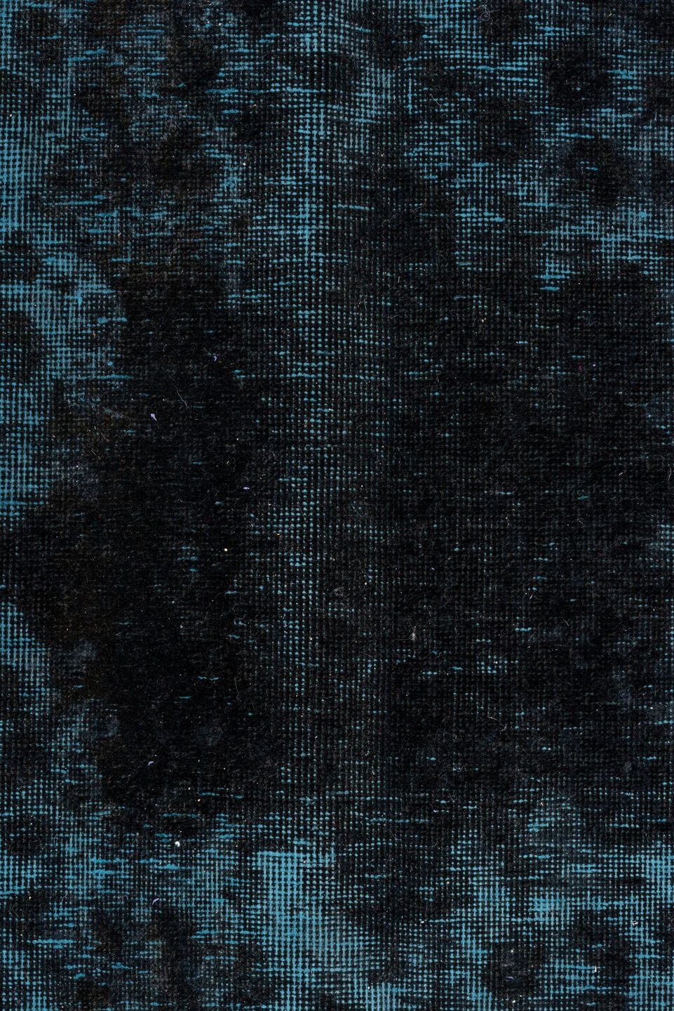 9' x 12' one-of-a-kind handmade antique Overdyed large size rug. Color palette: teal, charcoal, ink blue, slate, gray, black