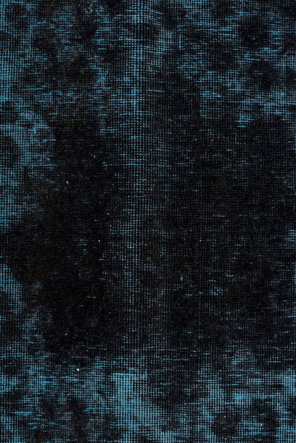 9' x 12' one-of-a-kind handmade vintage Overdyed large size rug. Color palette: arapawa, black, blue, gray