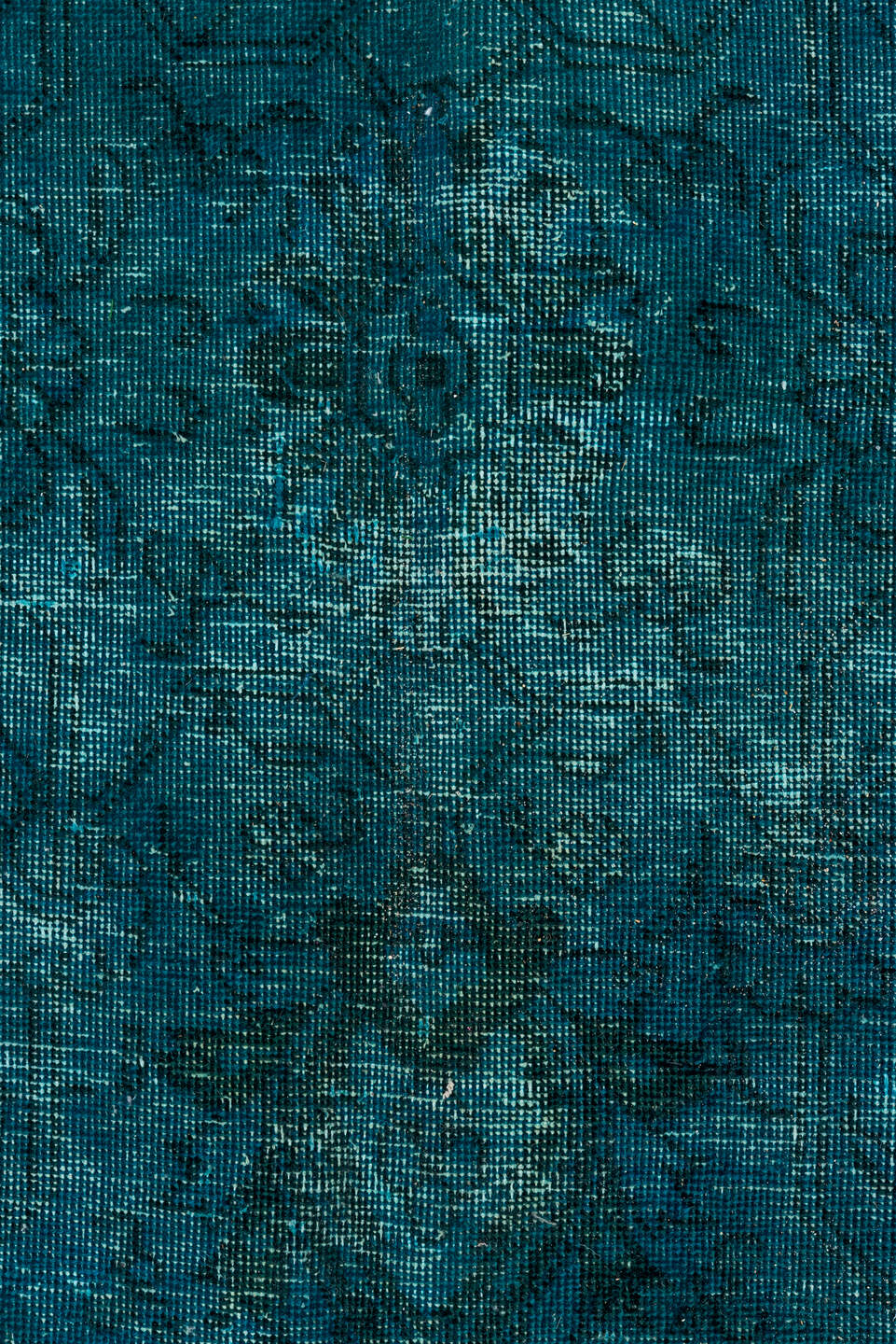 10' x 12' one-of-a-kind handmade vintage Overdyed large size rug. Color palette: blue, cadet blue, dark slate gray, gray