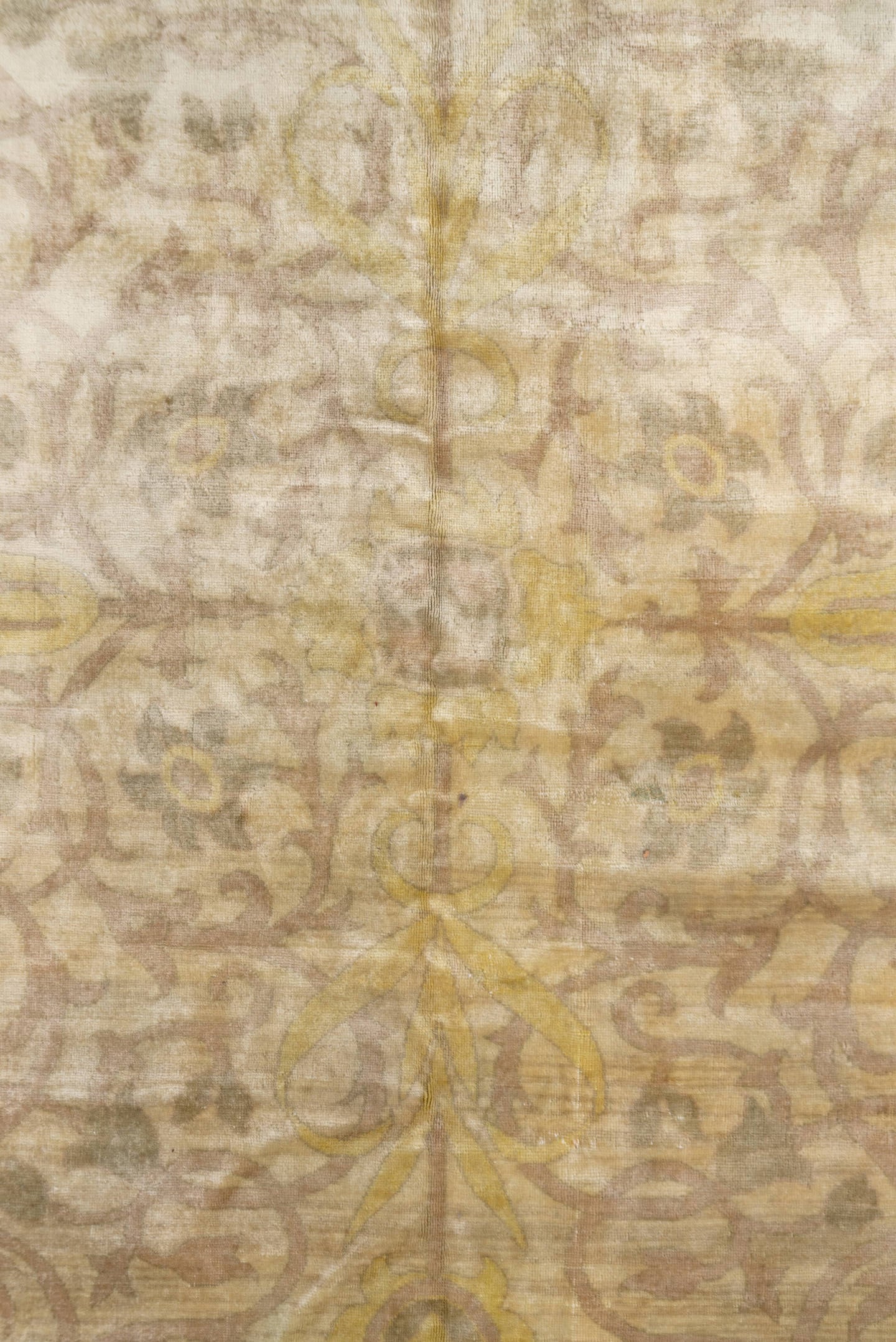 6' x 7' one-of-a-kind handmade antique Sivas rug. Color palette: beige, ivory, gold, taupe, ochre, camel, gray, brown
