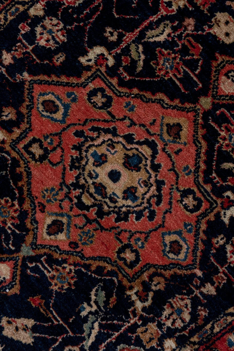 2' x 10' one-of-a-kind handmade antique Malayer runner rug. Color palette: navy, red, rose, ivory, sky blue, sage, camel