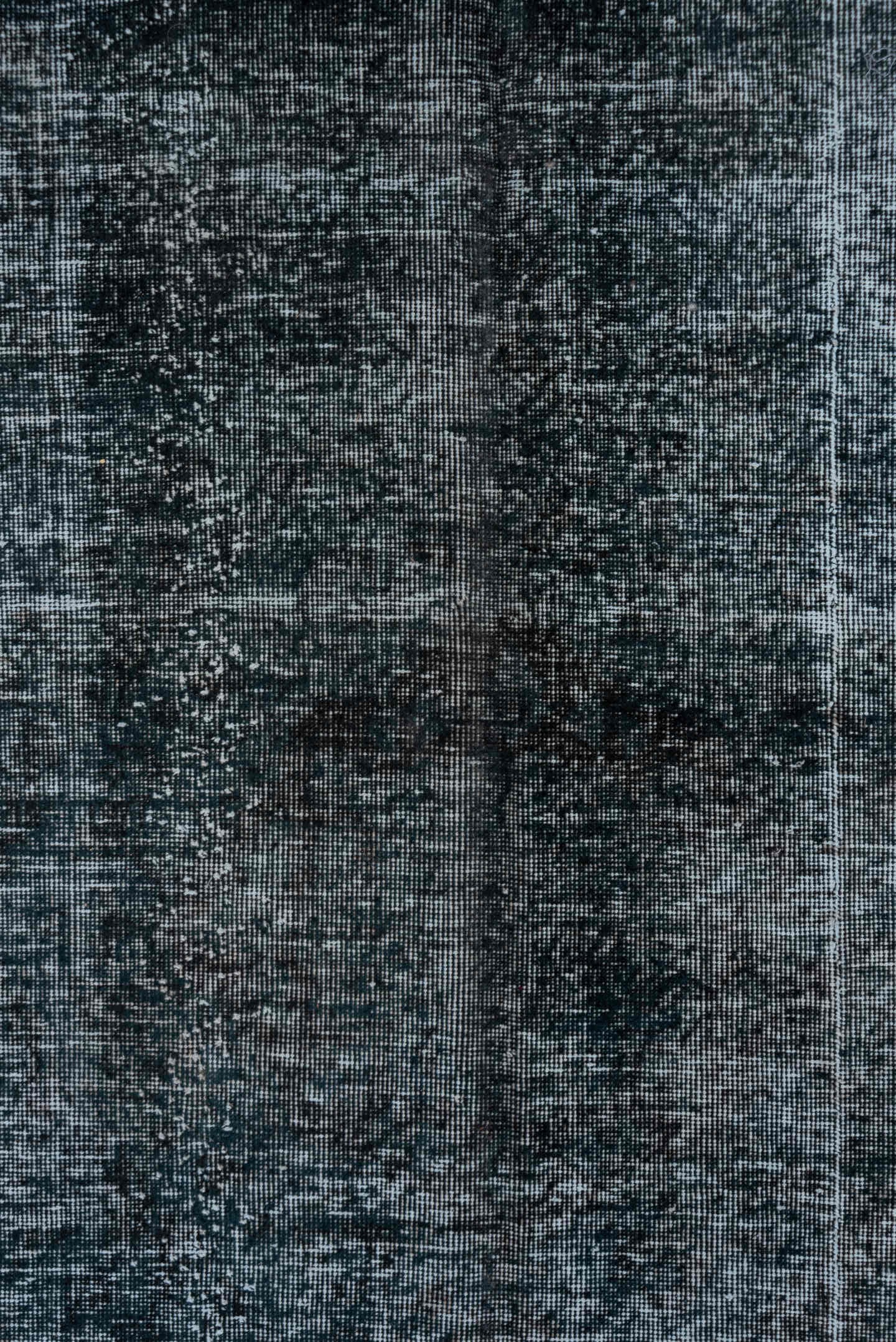 5' x 12' one-of-a-kind handmade vintage Sparta rug. Color palette: charcoal, slate, steel_blue, gray, black, blue