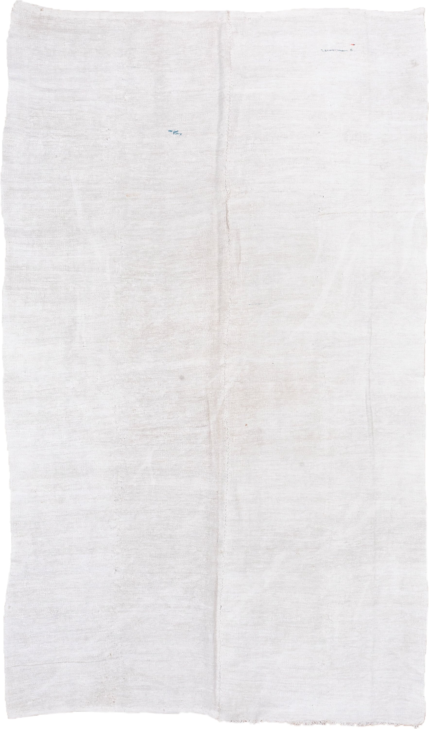 6' x 10' one-of-a-kind handmade vintage Hemp Kilim large size rug. Color palette: ivory, cream, beige, taupe, faint blue