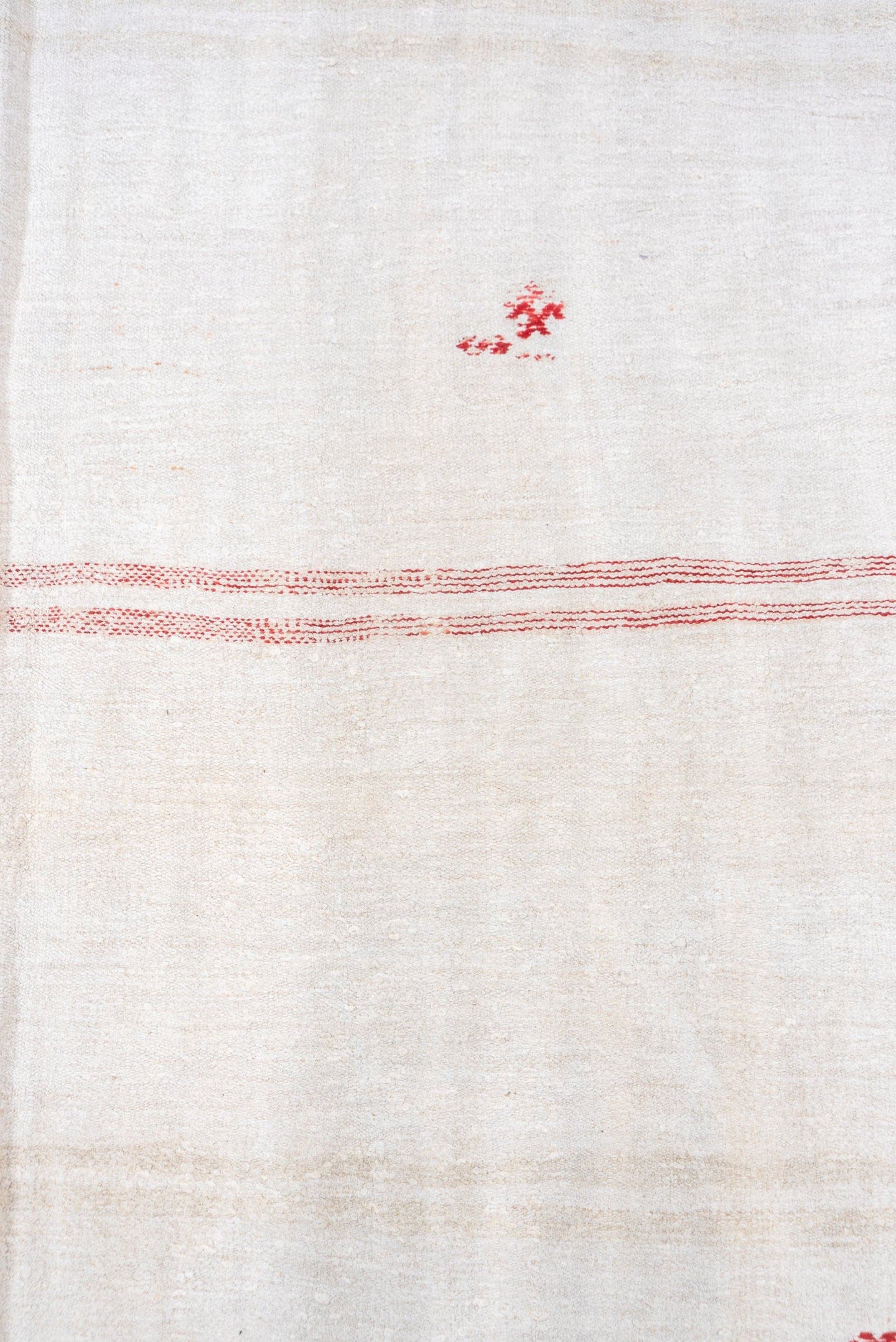 5' x 12' one-of-a-kind handmade vintage Hemp Kilim rug. Color palette: ivory, red, cream