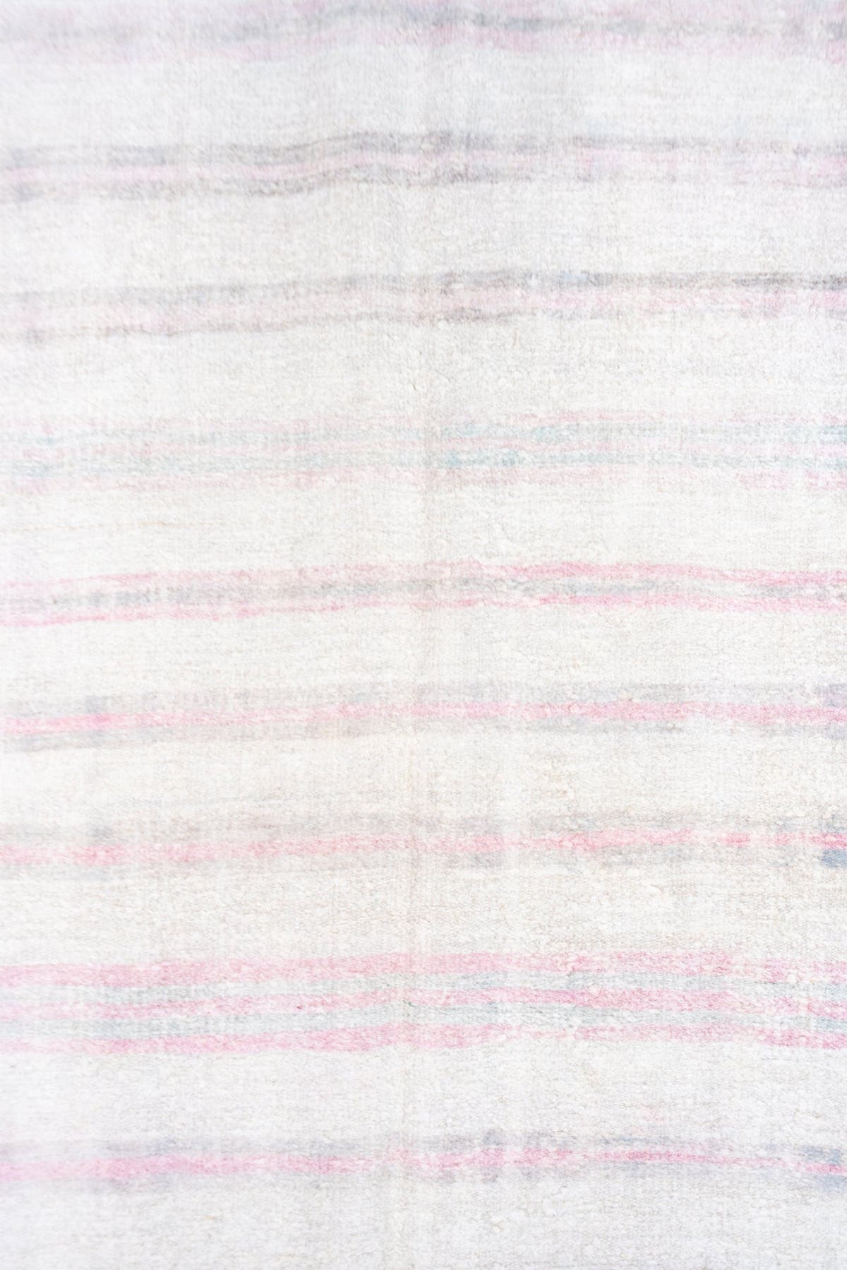 5' x 14' one-of-a-kind handmade vintage Hemp Kilim rug. Color palette: ivory, blush, pale gray, lavender, taupe, pink