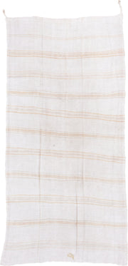 5' x 11' one-of-a-kind handmade vintage Hemp Kilim rug. Color palette: ivory, cream, beige, sand