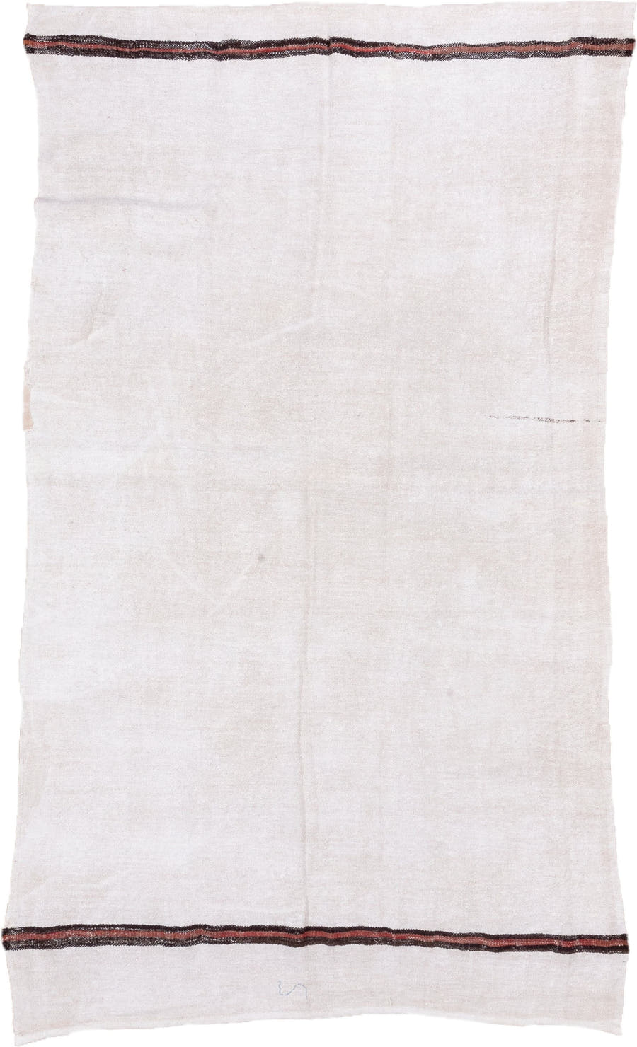 5' x 10' one-of-a-kind handmade vintage Hemp Kilim medium size rug. Color palette: ivory, cream, charcoal, rust, brown, gray