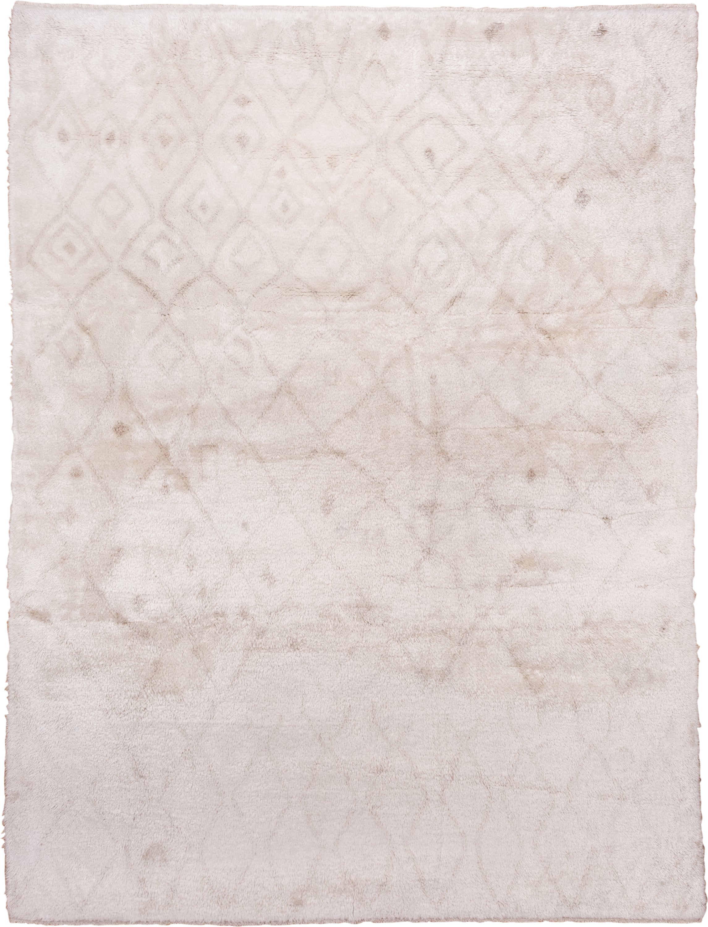 10' x 13' one-of-a-kind handmade vintage Moroccan large size rug. Color palette: ivory, cream, beige, taupe, gray