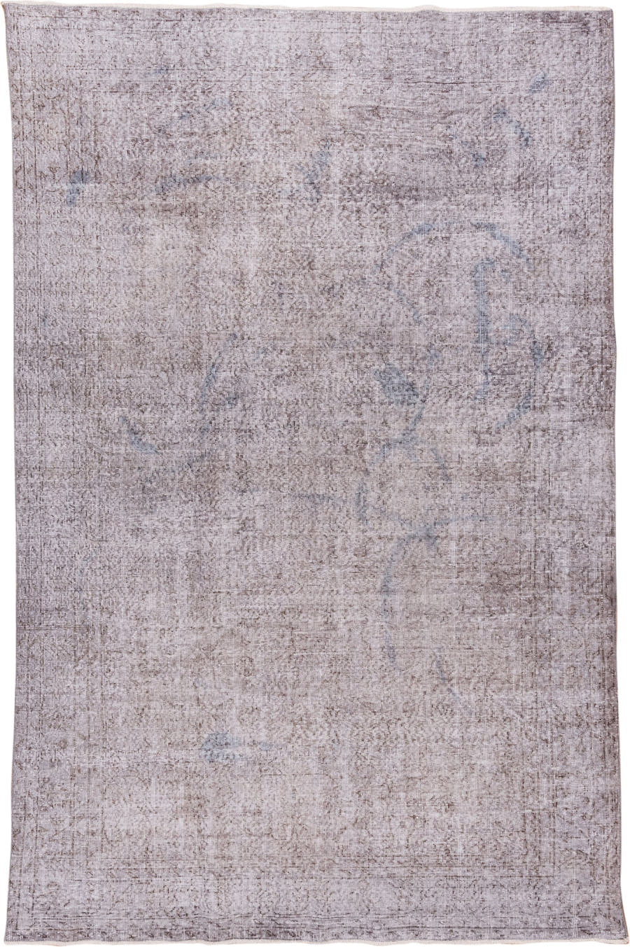 6' x 10' one-of-a-kind handmade antique Overdyed large size rug. Color palette: taupe, ivory, pale blue, beige, gray