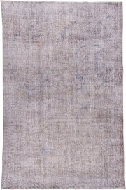 6' x 10' one-of-a-kind handmade antique Overdyed large size rug. Color palette: taupe, ivory, pale blue, beige, gray