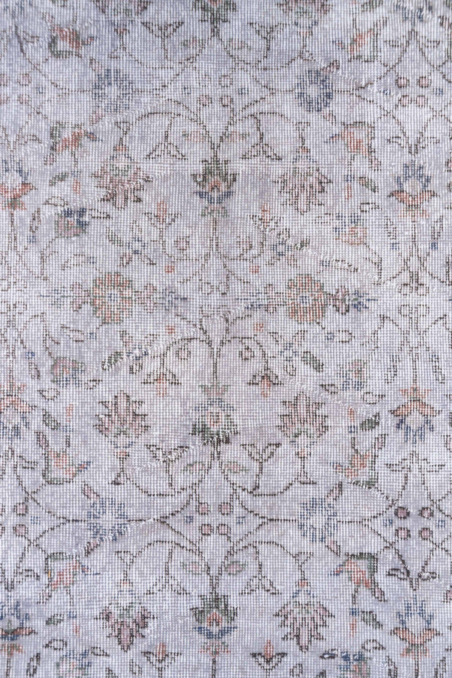 5' x 9' one-of-a-kind handmade antique Sparta medium size rug. Color palette: ivory, taupe, sage, rose, slate, beige, gray