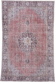 5' x 8' one-of-a-kind handmade antique Sparta medium size rug. Color palette: rose, ivory, taupe, charcoal, dusty mauve