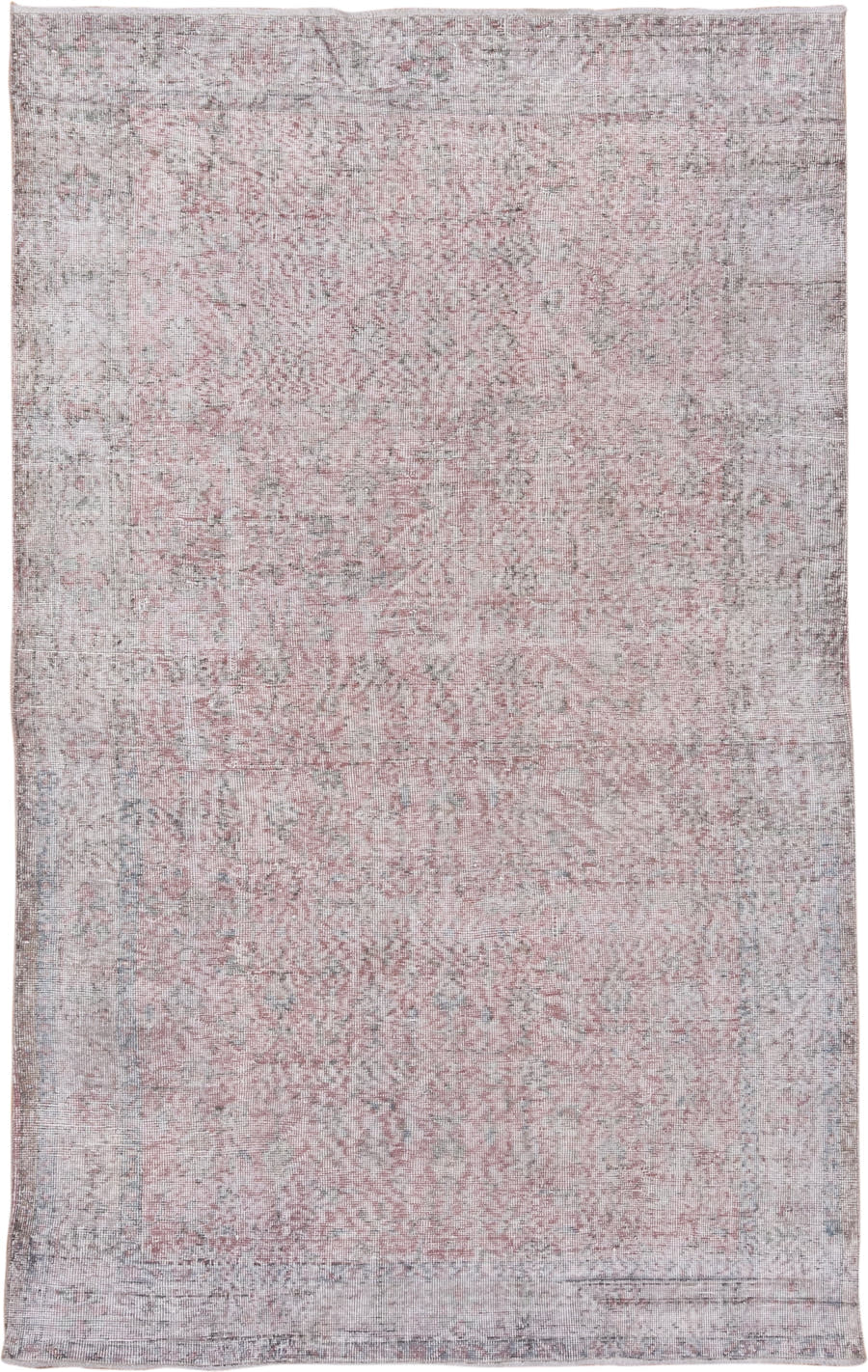 5' x 8' one-of-a-kind handmade antique Overdyed medium size rug. Color palette: blush, ivory, pale gray, dusty rose, taupe