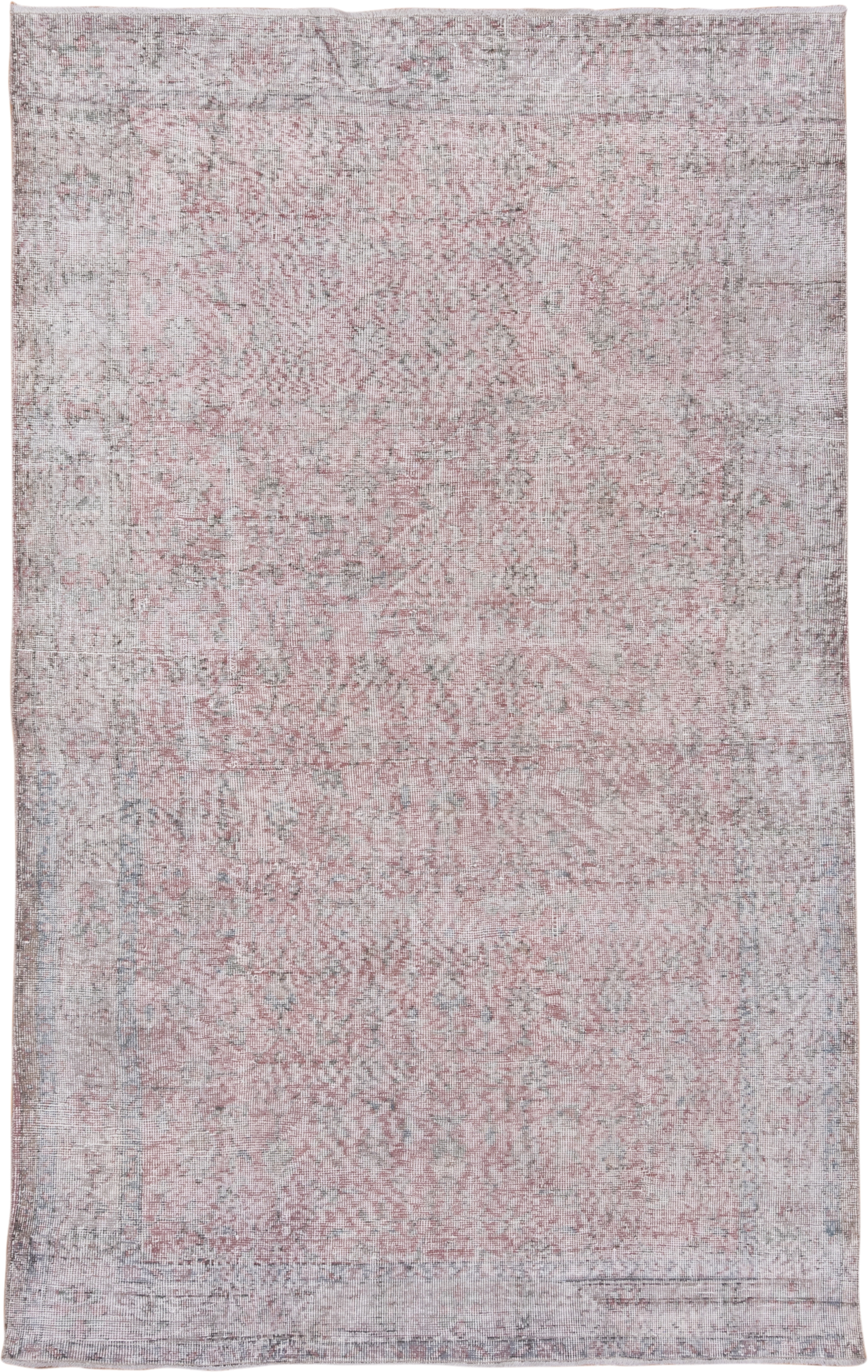 5' x 8' one-of-a-kind handmade antique Overdyed medium size rug. Color palette: blush, ivory, pale gray, dusty rose, taupe